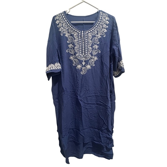 Dresses & Skirts - Blue Soutache Embroidered Women’s Caftan/ Tunic Dress One Size